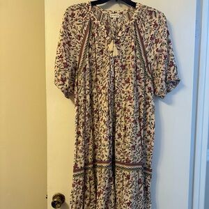 Wonderly Cream and Pink Floral Long Sleeve Maxi Dress